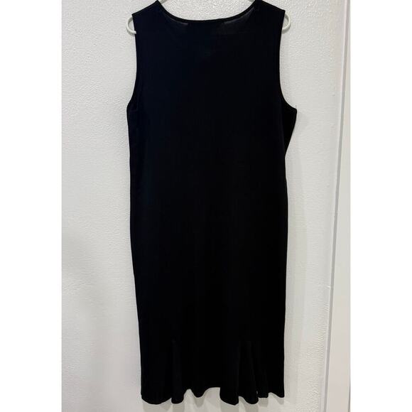Ming Wang Black Sleeveless Acrylic Knit Midi Dress Godet Inserts Y2K Size XL - Picture 5 of 8